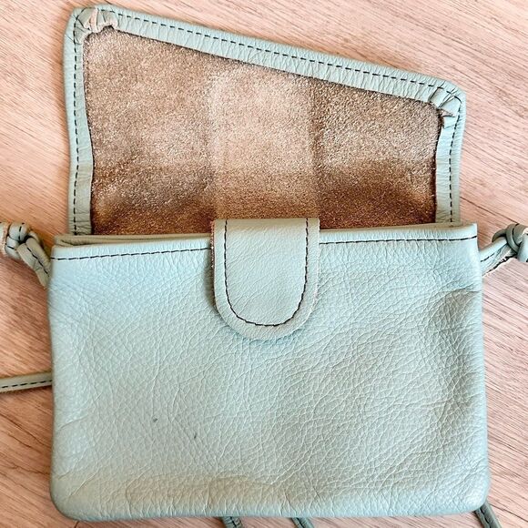 Artisan Handmade Aqua Genuine Leather Small Crossbody Purse - Made In The USA - Picture 4 of 11